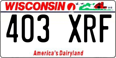 WI license plate 403XRF
