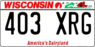 WI license plate 403XRG