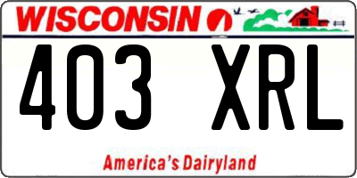 WI license plate 403XRL