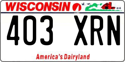 WI license plate 403XRN