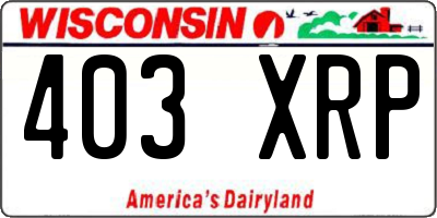 WI license plate 403XRP