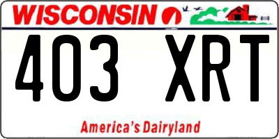 WI license plate 403XRT