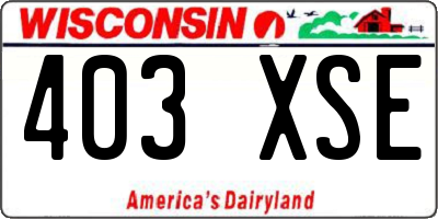 WI license plate 403XSE