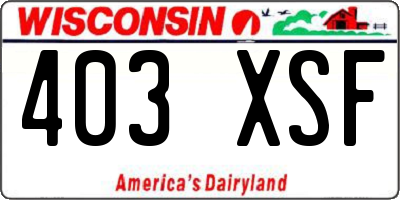 WI license plate 403XSF
