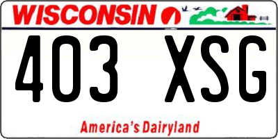 WI license plate 403XSG