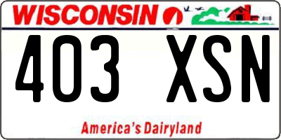 WI license plate 403XSN