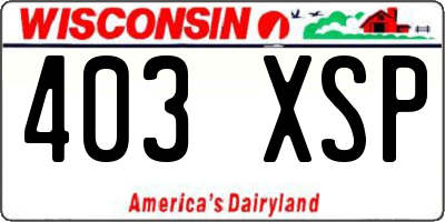 WI license plate 403XSP