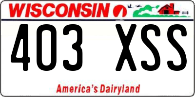 WI license plate 403XSS