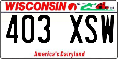 WI license plate 403XSW