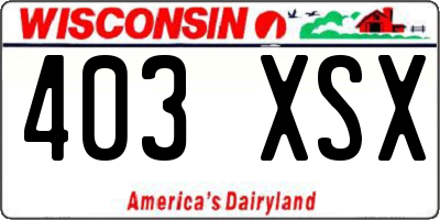 WI license plate 403XSX