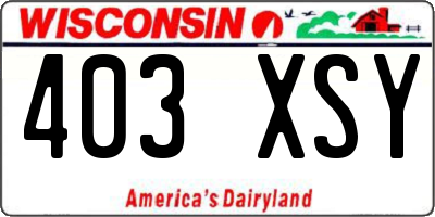 WI license plate 403XSY