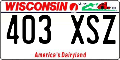 WI license plate 403XSZ