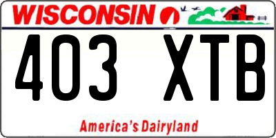 WI license plate 403XTB