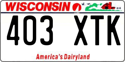 WI license plate 403XTK