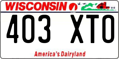 WI license plate 403XTO