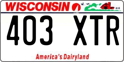 WI license plate 403XTR