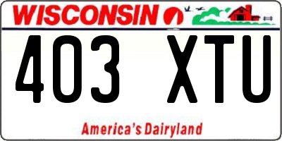 WI license plate 403XTU