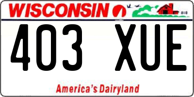 WI license plate 403XUE