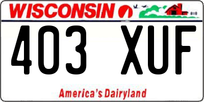 WI license plate 403XUF