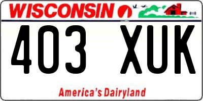 WI license plate 403XUK