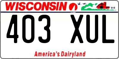WI license plate 403XUL