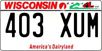 WI license plate 403XUM
