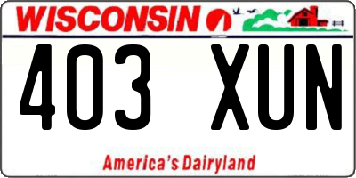 WI license plate 403XUN