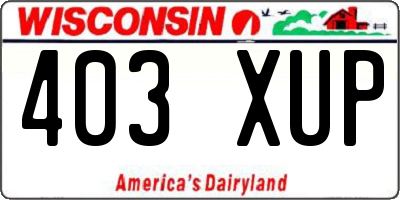 WI license plate 403XUP