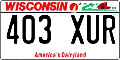 WI license plate 403XUR