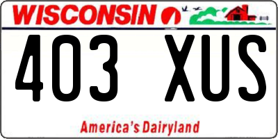 WI license plate 403XUS