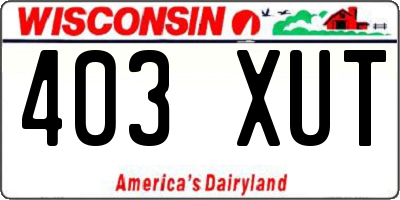 WI license plate 403XUT