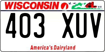 WI license plate 403XUV