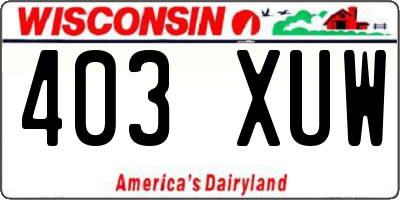 WI license plate 403XUW