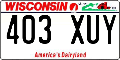 WI license plate 403XUY