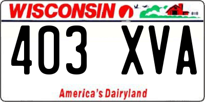 WI license plate 403XVA