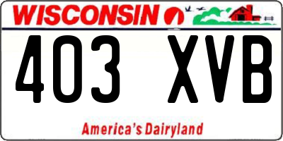 WI license plate 403XVB