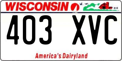 WI license plate 403XVC