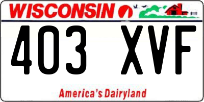WI license plate 403XVF