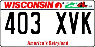 WI license plate 403XVK
