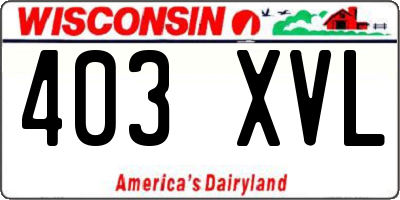 WI license plate 403XVL