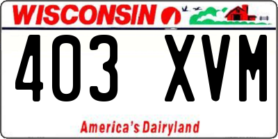 WI license plate 403XVM