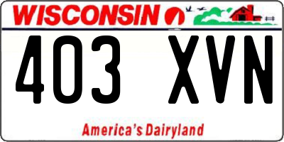 WI license plate 403XVN