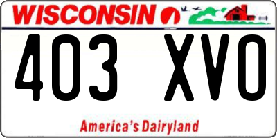 WI license plate 403XVO