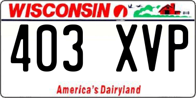 WI license plate 403XVP