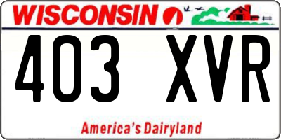 WI license plate 403XVR