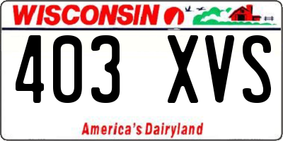 WI license plate 403XVS