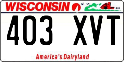 WI license plate 403XVT