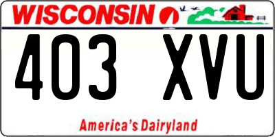 WI license plate 403XVU