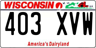 WI license plate 403XVW