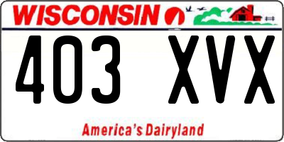 WI license plate 403XVX
